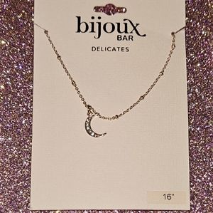 Gold Rhinestone Moon Necklace